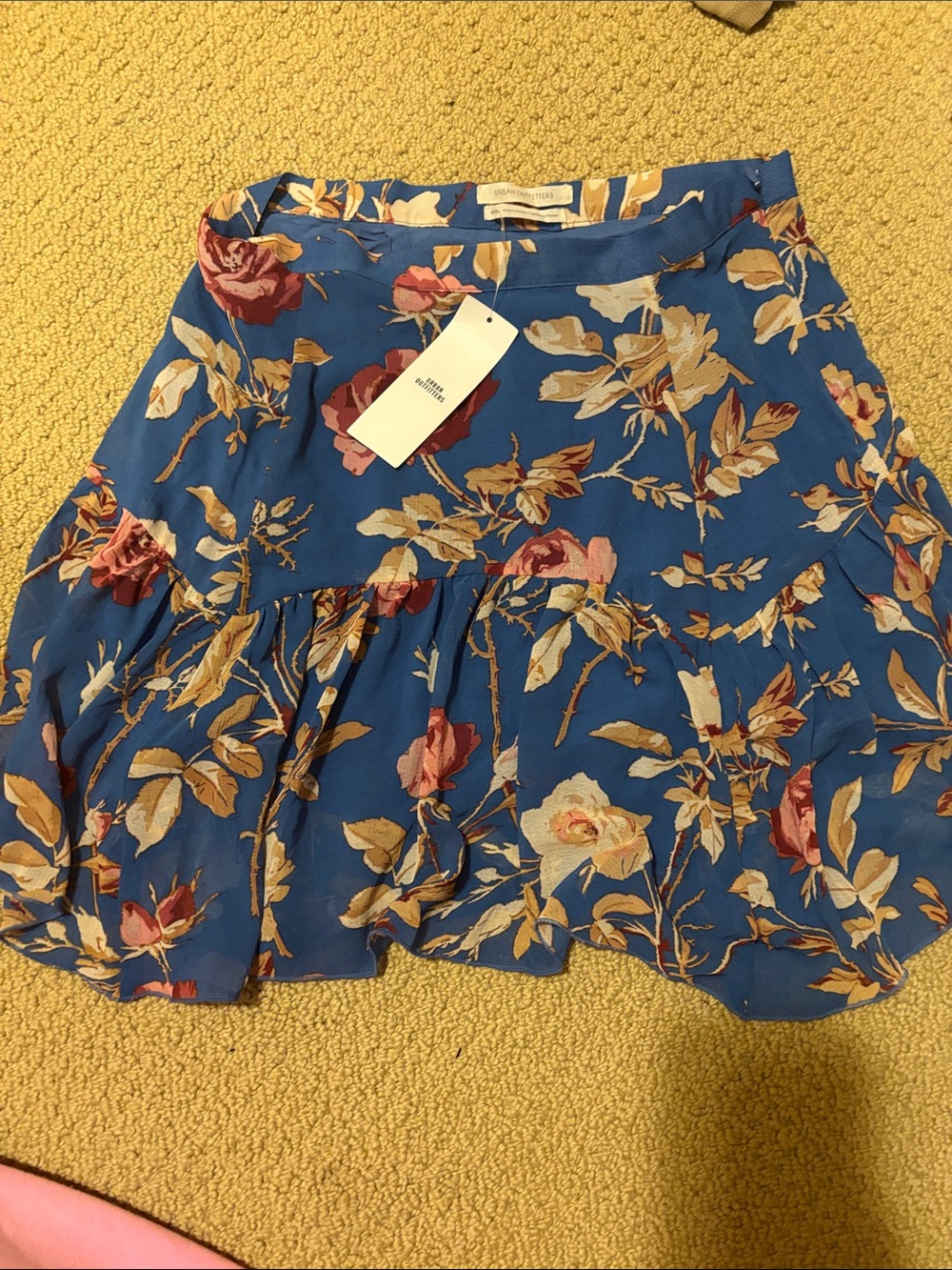Urban Outfitters Blue Floral Ruffled Mini Skirt